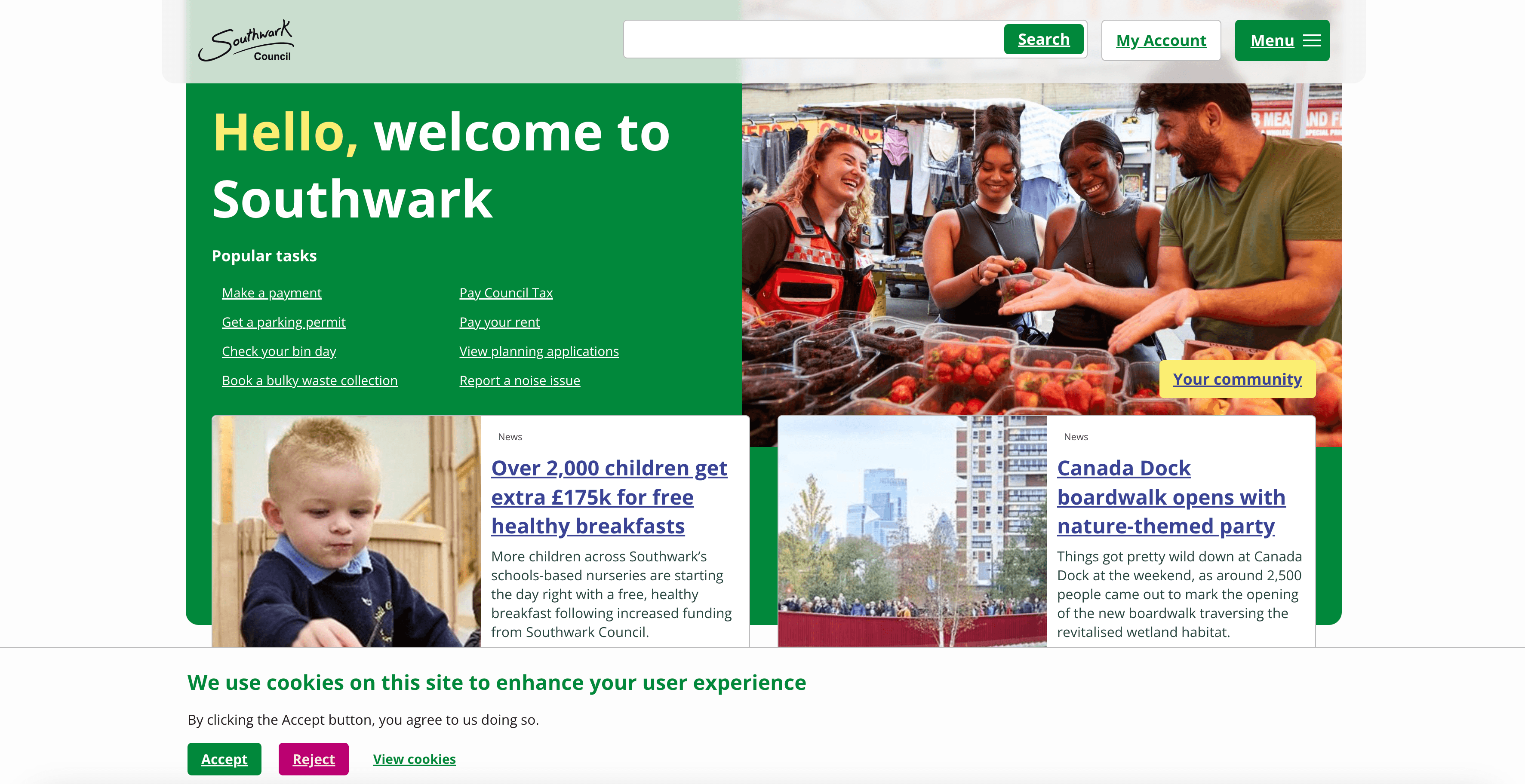 Southwark Council drupal website